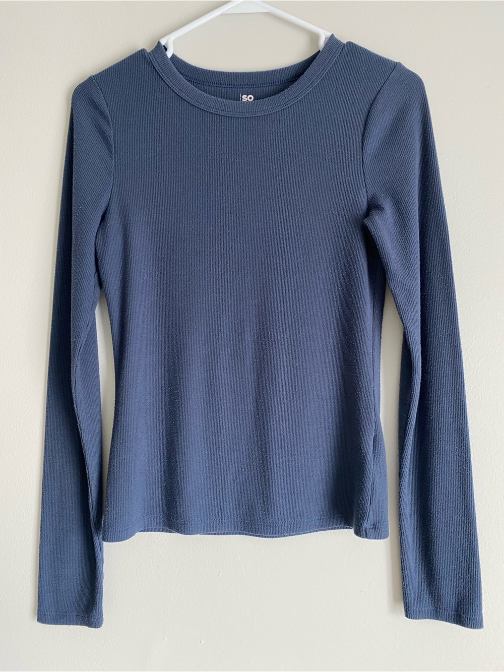SO Ribbed Long-Sleeve Crewneck Top Cyclone Blue